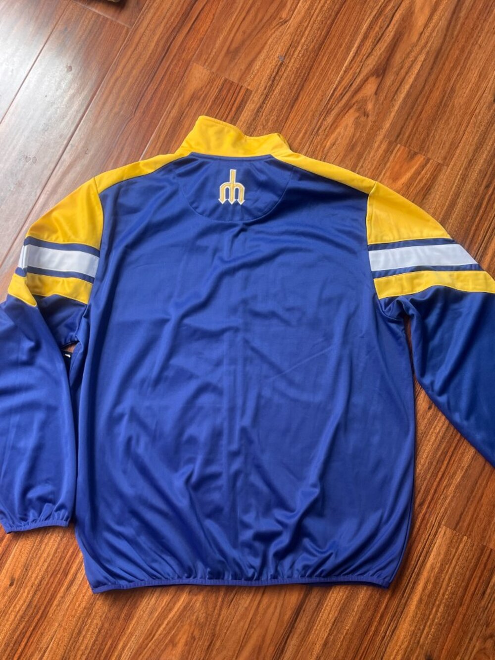 NWT Cooperstown Collection Mariners Trident Logo Retro Zip Up Blue Gold XXL - Picture 3 of 3